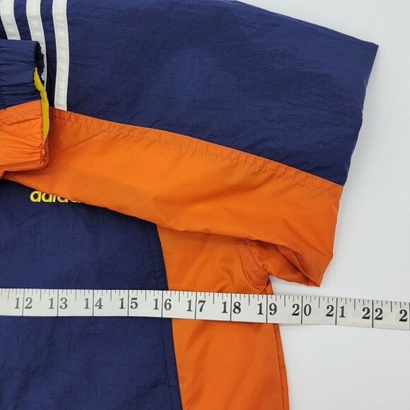 Vintage 90s Adidas Girl Windbreaker Jacket Size Medium Half Zip Navy Blue Orange - Picture 12 of 16